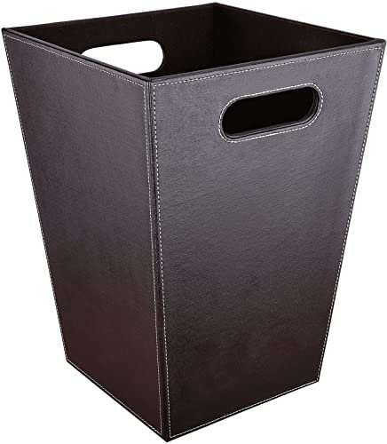 GORESE Papelera de reciclaje para oficina, de piel, diseño moderno, para cocina, baño, oficina, color marrón