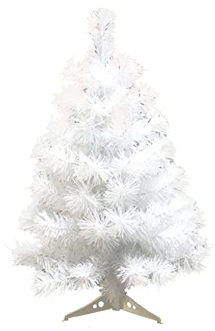 ABOOFAN Künstlicher Weihnachtsbaum 60cm Weiß Kleiner mit Kunststoffständer Klappbare Zweige Tisch Weihnachtsbaum für Innen und Außen Weihnachtsdeko Schreibtisch Dekoration