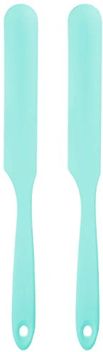 Lot de 2 spatules en silicone de 24 cm réutilisables, antiadhésives, flexibles pour résine époxy, peinture liquide, loisirs créatifs, bleu clair