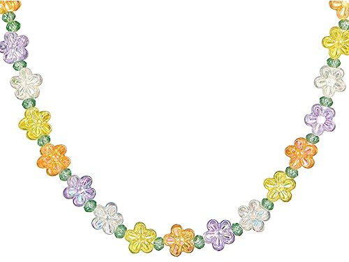 Chenpaif Egirl Schmuck Coole Bunte Perlen Anhänger Halskette DIY Mode Blume Charm Choker Y2K Halskette für Frauen Punk Zubehör 2#, as shown in the picture, Harz