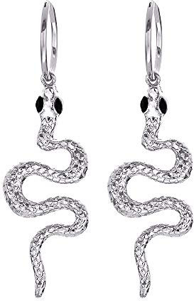 BSLVWG Schlange Tropfen Ohrringe Punk Schlange Tropfen Hoop Ohrringe Vintage Schlange Schlange Dangle Ohrring Gothic Schlange Tier Ohrringe Schmuck für Frauen und Mädchen (Silber)