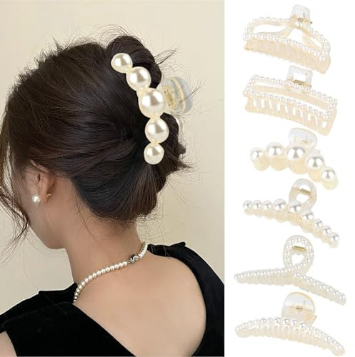RVLZKCPG 6 Pinces Perle Pince Cheveux, Pince Cheveux Femme, Antidérapantes Pince a Cheveux, Pince à Cheveux Pour Cheveux épais Fins, Pinces Cheveux pour Femmes et Filles