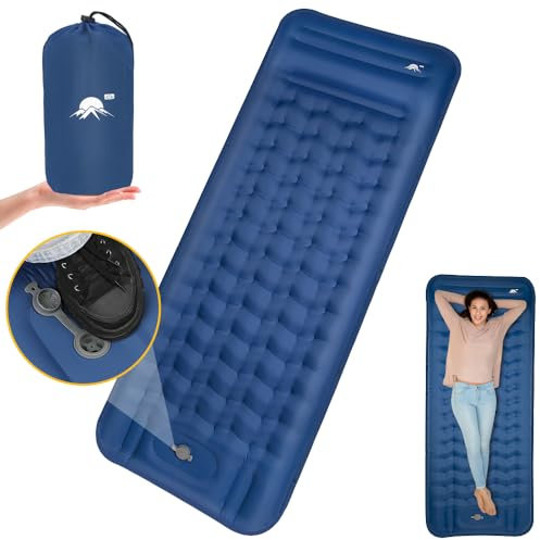 WOTOW Matelas de Camping autogonflant - Matelas Gonflable de 12 cm d'épaisseur avec Pompe intégrée, Matelas Gonflable de Camping léger et Portable avec Oreiller