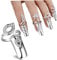 HAKIDZEL 4pcs Women's Nail Tip Patches Rhinestone Alloy Ring Elegant for Parties Prom Wedding