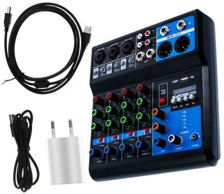OFFSCH Mezclador De Audio Profesional Canales Consola De Sonido Para Pc Con Preamplificadores Independientes y Enchufe Europeo Para Grabación y Transmisión