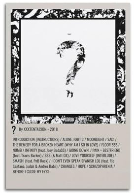 Xxxtentacion Album-Poster - Leinwand, Raumdekoration, Ästhetische Kunst für Schlafzimmer, Wohnzimmer - 30 x 45 cm, Ungerahmt