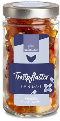 Trostpflaster Im Glas 530g Fruchtgummis | XL-Glas Gute Besserung | Das perfekte Geschenk zum Trösten | Leckere Gummibärchen im Vorratsglas | Aufmunterung