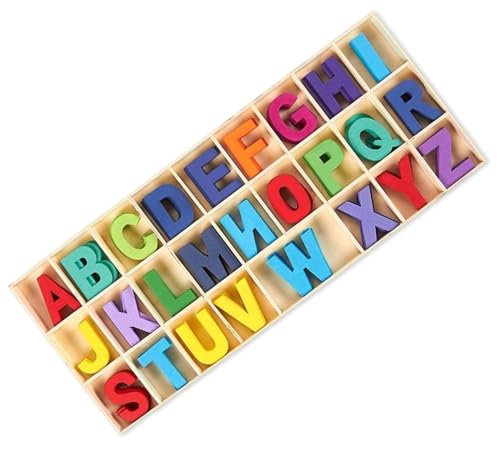 HBYMYDA 130 Stück Holzbuchstaben, Handwerk Holz Buchstaben, Großbuchstaben A-Z, Kinder Holz Alphabet Buchstaben für Kunsthandwerk DIY