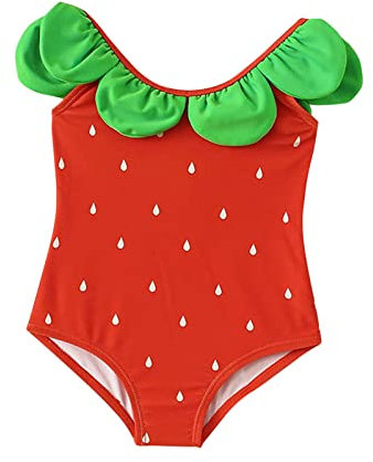 Costume da bagno intero per neonato sportivo carino vita alta bikini set costume da bagno set 3, Colore: rosso, 3-6 Mesi