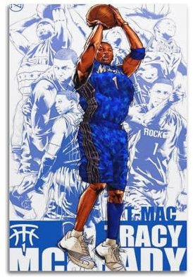 Tracy McGrady Basketballspieler, berühmte Film- und Fernsehfiguren, Pop-Musikfiguren, Poster, Dekoration, Leinwand, Kunstdekoration, Druck, Signaturfoto, Wohnzimmer, Heimdekoration, 30 x 45 cm,