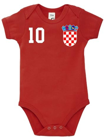 NIMAMA Kinder Baby Strampler Shirt Kroatien mit Wunschname + Nummer