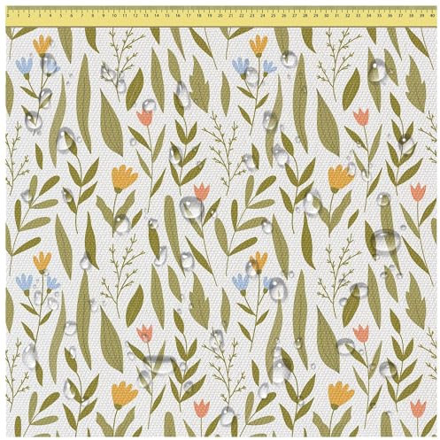 DreamRoots Segeltuch Wasserdicht - Polsterstoff Meterware 160 cm breit - Wasserabweisender Stoff 220 g/m2 600D - Markisenstoff Wasserdicht Meterware Summer Walk 2M