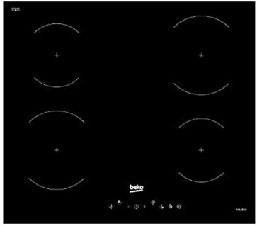 Placa de cocción Beko HII 64401 GT de inducción, 60 cm, 4 fuegos, 9 niveles de cocción, cristal negro (reacondicionado)