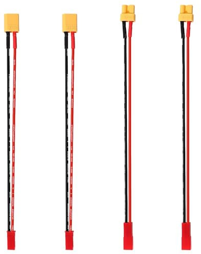 YIXISI 4 Stücke XT30 zu JST Adapterkabel, JST Stecker auf XT30 Stecker Adapter mit 15cm 20AWG Silikon Kabel, für RC-Fahrzeuge und Lipo-Batterien