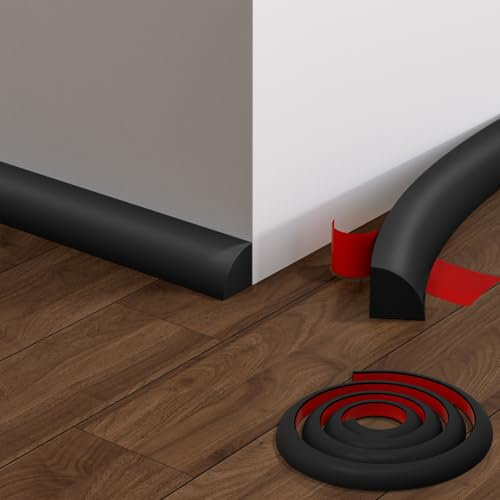 Flexible viertelrunde Form, 404 cm, zum Abziehen und Aufkleben, Gummi, viertelrund, selbstklebend, wasserdicht, biegbar, für Wandkanten, Treppen, Schrankkanten, Schwarz