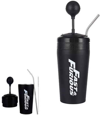 KWJXTBSX Fast and Furious Cup,Fast and Furious Gear Shift Cup, 500ml Rocker Gear Shift Style Water Cup, 304 Stainless Steel F10 Drink Cup， with Straw and Lid,Gifts for Fans