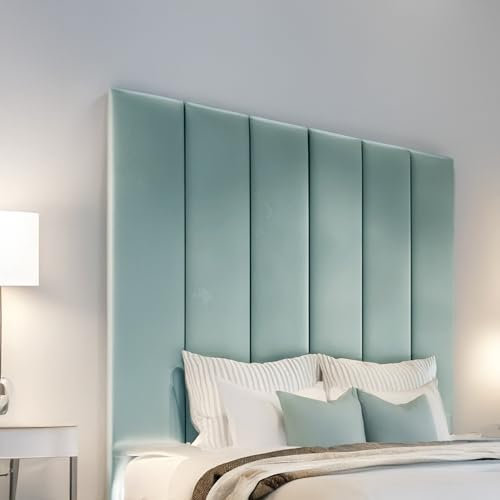 luxisleepltd Panels Tallest Plush velvet Fabric headboards Upholstered Headboard for divan bed frame sizes 3FT Single Small Double 4FT Double 4FT6 Kingsize 5FT + (Duck egg, 5ft king size-70'' Tall)