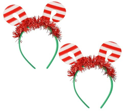 VINTORKY 2stücke Weihnachts Haarreifen Mit Zuckerstangen-design Festliche Kopfbedeckung Für Partys Für Familienfeiern Und