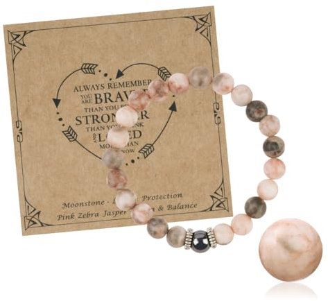 Alaoo Naturstein Armband, Rosa Damen Naturstein Armband, Armband mit Perlenanhänger, Armband Geschenk, Geeignet als Geburtstagsgeschenk für Freundinnen, Töchter, Mütter, Kolleginnen(Perle)
