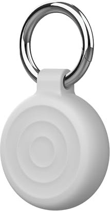 Dingfeiyu Impermeabile Tutto Compreso Portachiavi per Apple Airtag, GPS Localizzatore Custodia AirTag per Bambini, Anziani, Animali Domestici, Zaino, Bicicletta, Valigia (Silicone bianco)