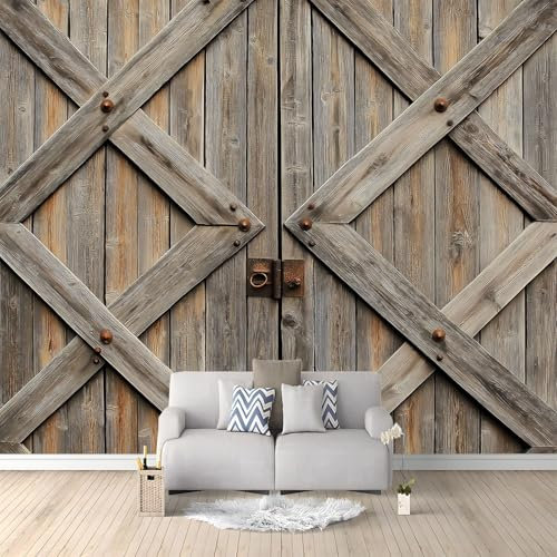 Générique Papier Peint Photo INTISSÉ 250 x 175 cm Mural Photographie Porte De Grange En Bois Poster 3D Stickers Muraux, Papier Peint Panoramique Décoration Murale pour Chambre, Salon, Enfant