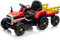 12V 3-Gang Traktor mit abnehmbarem Anhänger und 2,4G Fernbedienung, Kinder Aufsitztraktor mit LED Lichtern, Musik, Hupe & USB Funktionen, geeignet für Kinder ab 3 Jahren