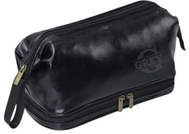 Trousse de toilette personnalisée en cuir pour homme, kit de voyage Dopp gravé, kit de rasage étanche et grande capacité, cadeau pour la fête des pères, anniversaire, voyage, Noir , L, Fermeture