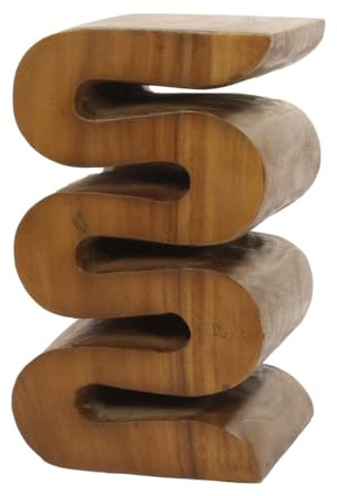 Oriental Galerie Beistelltisch Hocker Tisch Nachttisch geschwungener Blumenhocker Schlange Snake 51 cm Hellbraun