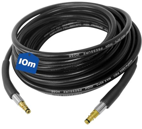 10m High Pressure Washer Hose, Compatible with Karcher K2 K3 K4 K5 K6 K7 High Pressure Jet Washers, Heavy Duty Replacement Hose with Click Plug Quick Connector