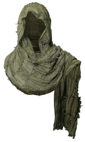 NFAOEGJ Mittelalter Wrap Umhang, Schultertuch Langes Tuch mit Brosche Leintuch, Halloween Vintage Goth Kapuzenumhang (Grün)