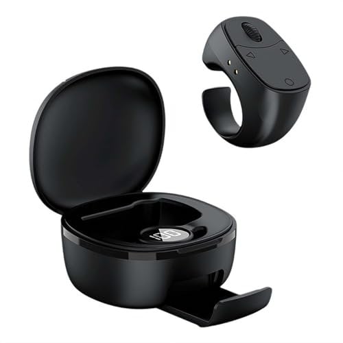 Smart Scrolling Bluetooth Remote R-ing - Multifunktions-Finger-Ring-Maus für Selfies, Videoaufnahmen, E-Books und mehr | Funktioniert mit PC, Laptop, Handy & Tablet (Schwarz)