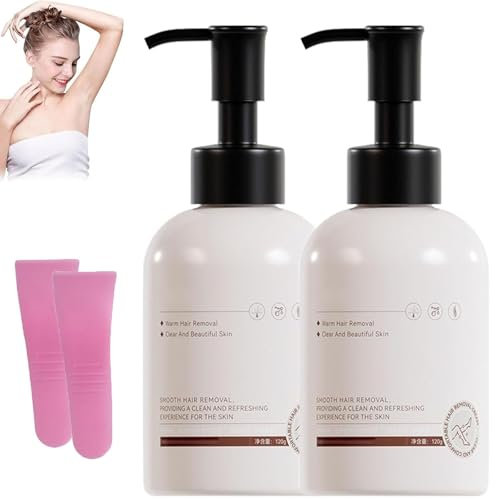 Multi-Zone Soft Enthaarungscreme, Körper- und Gesichtshaarentfernung für empfindliche Haut, Haarentfernungscreme mit Spatelapplikator, natürliche Inhaltsstoffe, sanfte Formel (2pcs)