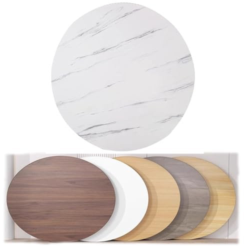 Ersatz-Tischplatte aus Holz, dunkles Walnussholz, rund, 100 cm, Couchtischplatte (weißer Stein, 80 cm), langlebig und stilvoll