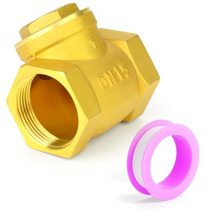 ERGAOBOY 1Pcs Brass 1/2 Female BSP Threaded Swing Check Valve Fitting | Dual female thread ports, swing mechanism design, prevents medium backflow, for pipeline fluid control