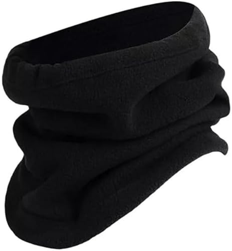 Polar Fleece Thermal Neck Warmer One Size Winter Sports Gaiter Face Mask Snood Hat Scarf For Chilly Cold Weather Windproof Keep Warm For Men Women (Black, One Size)