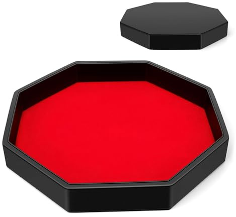 Würfelbrett Aus PU Leder mit Filz, Octagon Würfelschale für Tischspiele, Dice Tray Geräuschdämpfend, rutschfeste Würfelmatte für Brett- & Würfelspiele