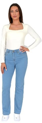 ESRA Straight Leg Jeans Damen Jeans High Waist – Premium Stretch Jeans Damen aus extra weicher Baumwolle
