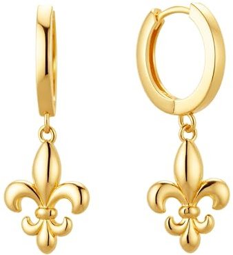 Brandlinger ® Creolen Damen Silber 925. Lilien Anhänger 13mm 13mm. Ohrringe Damen silber mit 18 Karat Gelb- oder Weißgold, Schmuck für Frauen und Mädchen.