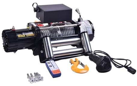 3000LBS 24V/12V Elektrische Winde 10M Synthetisches Seil Für ATV SUV Boot LKW Anhänger Bergung Off Road Elektrische Seilwinde(12V 3000lb10M Cable)