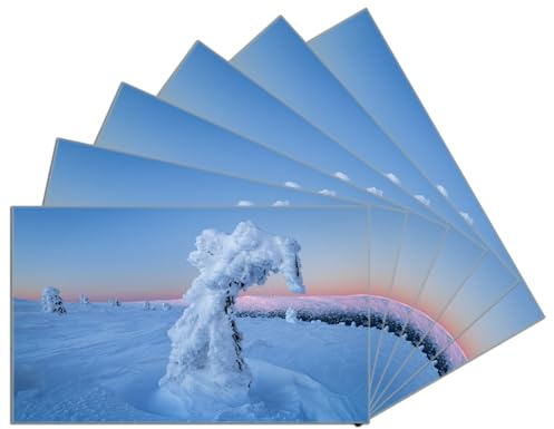 Wallario 6er Set Frühstücksbrettchen aus Glas, Glasunterlage, Glasbrettchen Schneeskulptur, Größe 14 x 23 cm, Sicherheitsglas