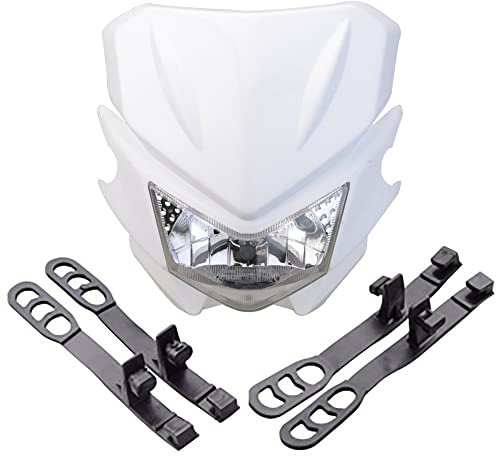 GOOFIT Motorrad Motocross Scheinwerfer Maske Verkleidungslicht Verkleidungs Lampshade Passt Ersatz für KX125 KX250 KXF250 KXF450 KLX200 KLX250 KLX450 Weiß