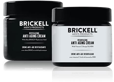 Brickell Men's Day and Night Anti Aging Cream Routine, Natural and Organic, Unscented, Skincare Gift Set