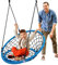 SereneLife Web Chair Schaukel – 90,2 cm großer Netzsitz zum Aufhängen, für Kinder, drinnen und draußen, UV-beständig, für alle Jahreszeiten, blau
