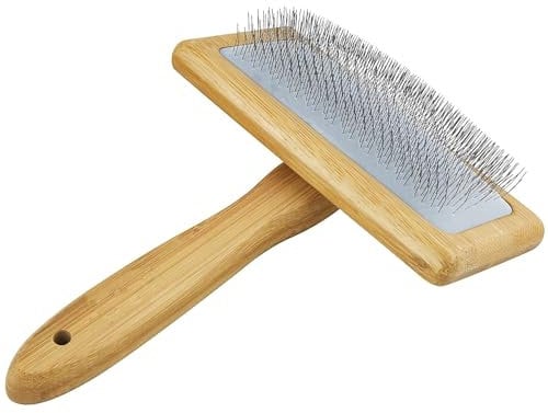 Premium Hundebürste und Katzenbürste Fellpflege, Hundebürste Holz,Hundebürste für Knoten & Unterfell - Kurzhaar & Langhaar, Fellbürste für Haustiere,Slicker Zupfbürste mit Edelstahlstiften