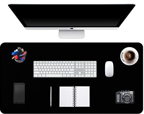 DOBAOJIA Schreibtischunterlage Schwarz, Schreibtischmatte, Desk Pad, Schreibtischschutz, Schreibblock, für Laptop/Tastatur/Maus/Hause/Büro, PU Leder Wasserdicht + Wildleder Rutschfest 90 x 43 cm