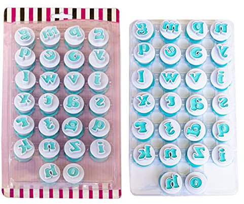 Mesmeriser Lot de 26 emporte-pièces en forme de lettres de l'alphabet pour décoration de gâteau d'anniversaire, de mariage, de fête
