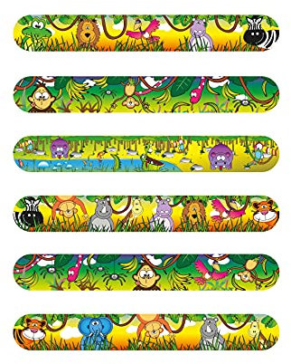 HENBRANDT 1 x Dschungel-Tier-Armband für Kinder, Partytütenfüller, Slap-Armband, Schnappband, für Jungen und Mädchen, Armbänder