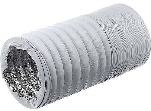 Ø 160mm / 3m Tubo Flessibile di Scarico in PVC Bianco - Tubi di Ventilazione con Isolamento in Alluminio