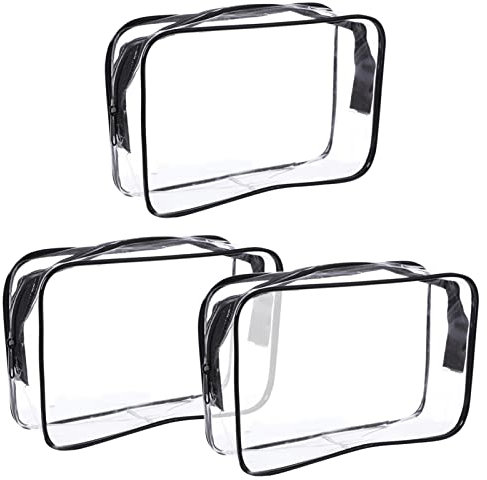 3 Pcs Kulturbeutel Transparent Reise Kulturtasche Durchsichtig Flugzeug Kosmetiktasche Flugzeug Reise Kosmetik Beutel 18*12*6cm zum Transport Flüssigkeiten im Handgepäck Tasche Reiseset Waschtasche