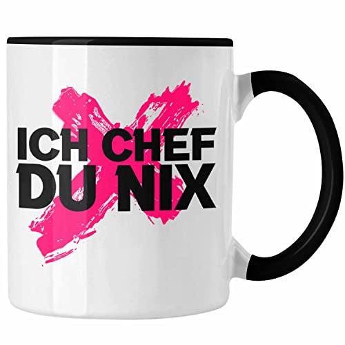Trendation - Ich Chef Du Nix Tasse Geschenk Von Team Bester Chef Geschenkidee Lustiger Spruch Schaf Tasse (Schwarz)